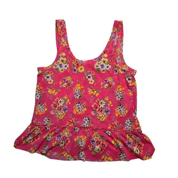 Aeropostale Pink Sheer Tank with Floral Pattern Size M Excellent Condition - Picture 2 of 7